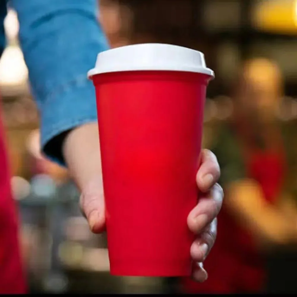 Новый стиль красный 16 унций многоразовая кофейная пластиковая чашка с крышкой для горячих и холодных пластиковых кофейных чашек