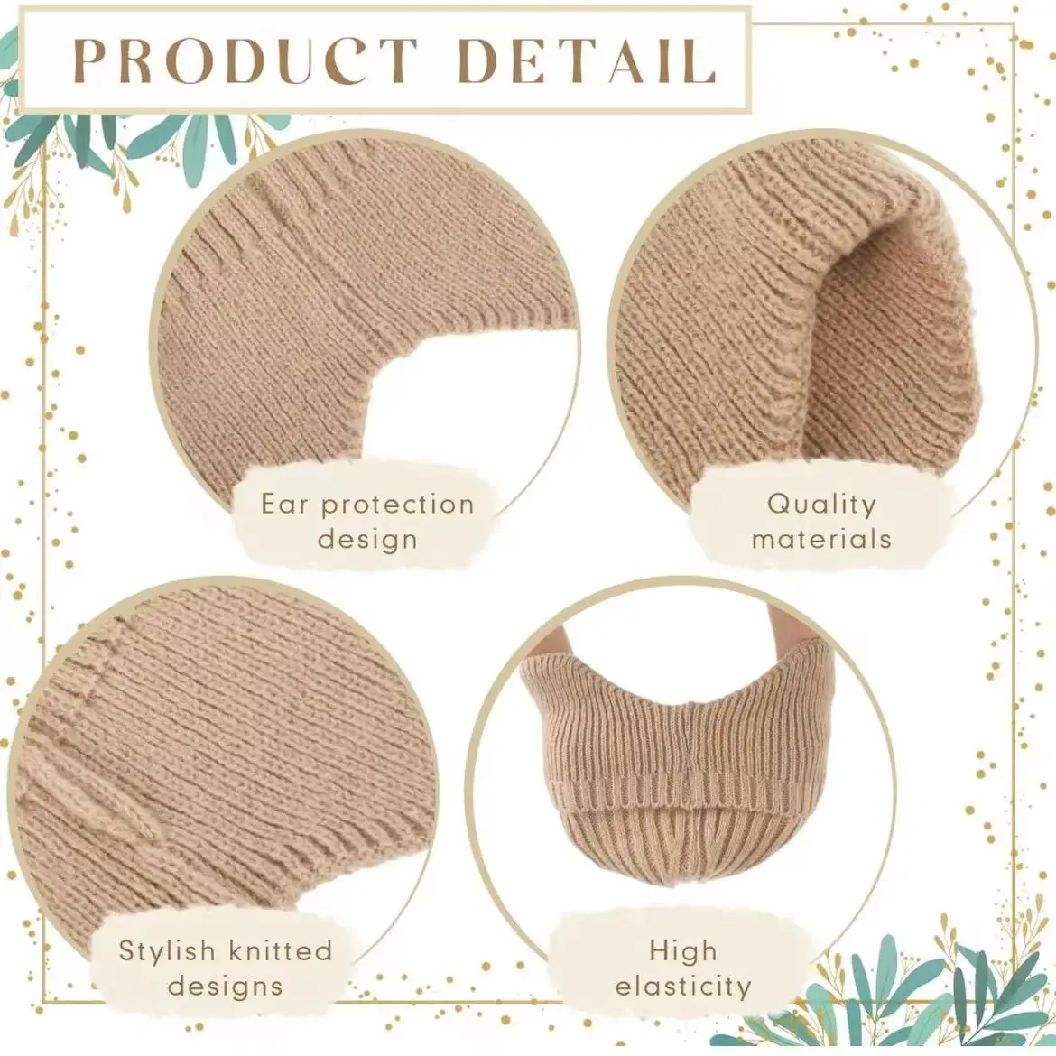 Plain Color Unisex Winter Hats Acrylic Wool Beanie Hats With Ear Flaps