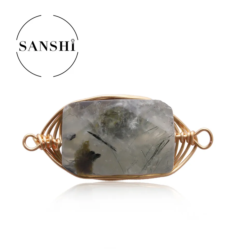 Double Hanging Special-Shaped Irregular Crystal Stone Cutting Surface Copper Wire Winding Diy Hand Necklace Accessories