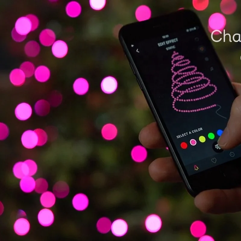 LED App-controlled dancing lights wifi color changing effects outdoor led christmas string lights