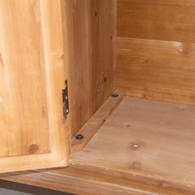 Innova French Country Vintage Rustic Style Kitchen Dining Room Living Room Furniture Wooden Storage Cabinet with 3 White Doors