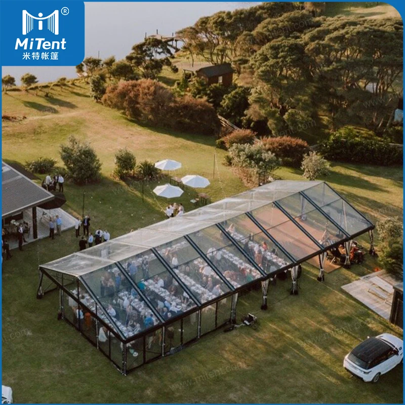 Палатка для вечеринок шириной 15 м с прозрачным ПВХ с высококачественной черной рамкой