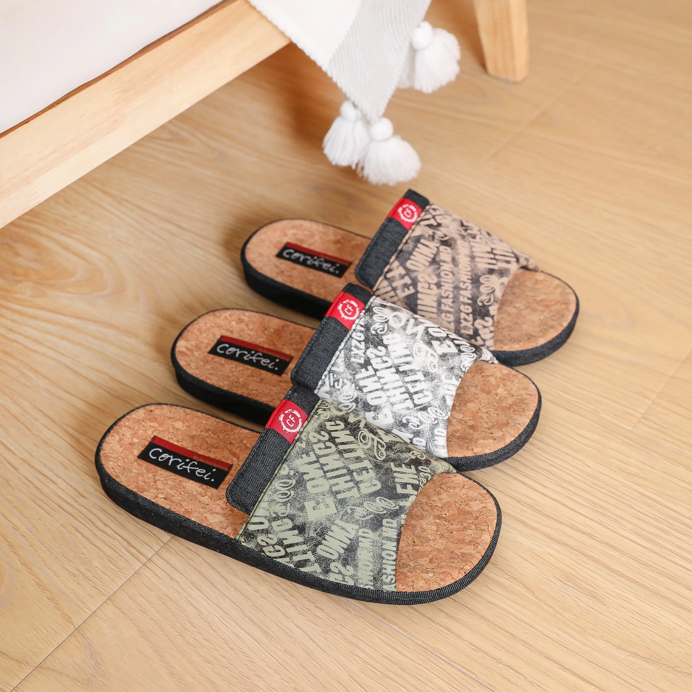 CORIFEI 2023 oak midsole made with poor handwriting men slides comfortable cork slippers and sandals