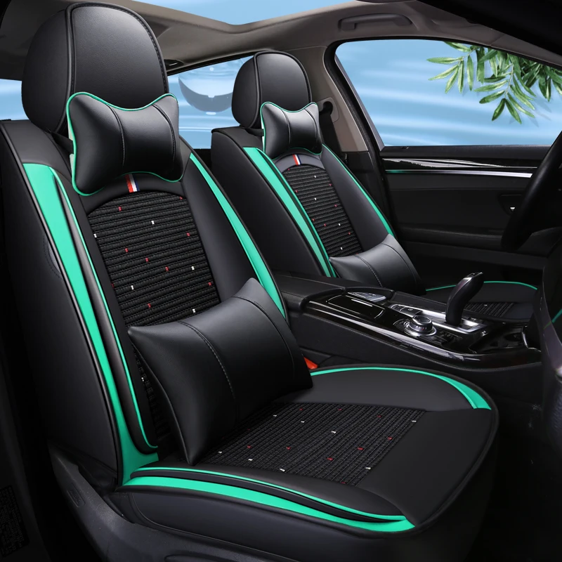 Customized for Chevrolet Chevy Silverado GMC Sierra Car Seat Covers Front Pair with Waterproof Faux Leather