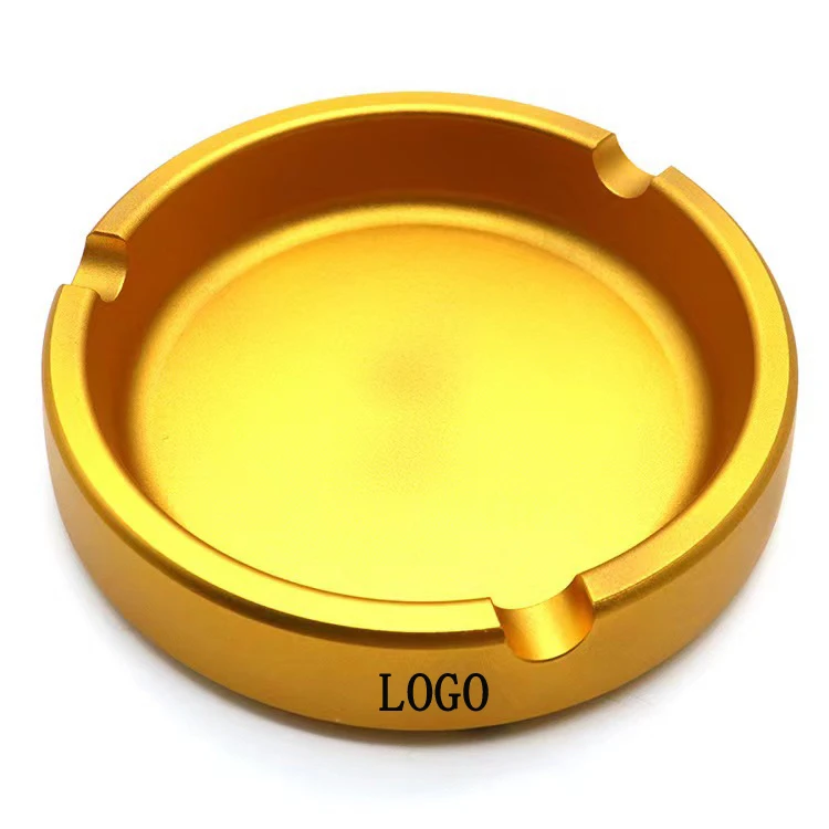 Simple Portable Round Desktop Aluminum Alloy Cigarette Cigar Smoking Ashtray For Home Office Bedroom Patio