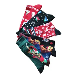 Wholesale christmas socks latest design of winter keep warm happy socks Christmas  stocking dog elk Gingerbread socks