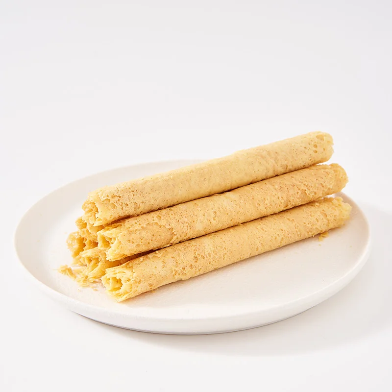 Chinese Traditional Egg Wafer Stick Coconut Flavor Crispy Chinese Snack Food Egg Rolls in Square Tin