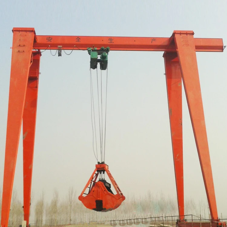 Customized Design Mine Double Girder Grab Bucket Gantry Crane For Sale