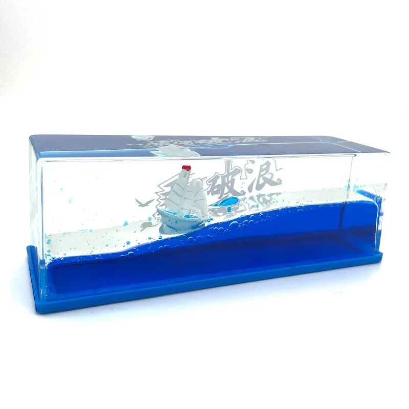 Creative Acrylic Floating Cruise Ship Ornament Liquid Paperweight Desk Toy Unique Iceberg Boat Shape Knick-Knacks