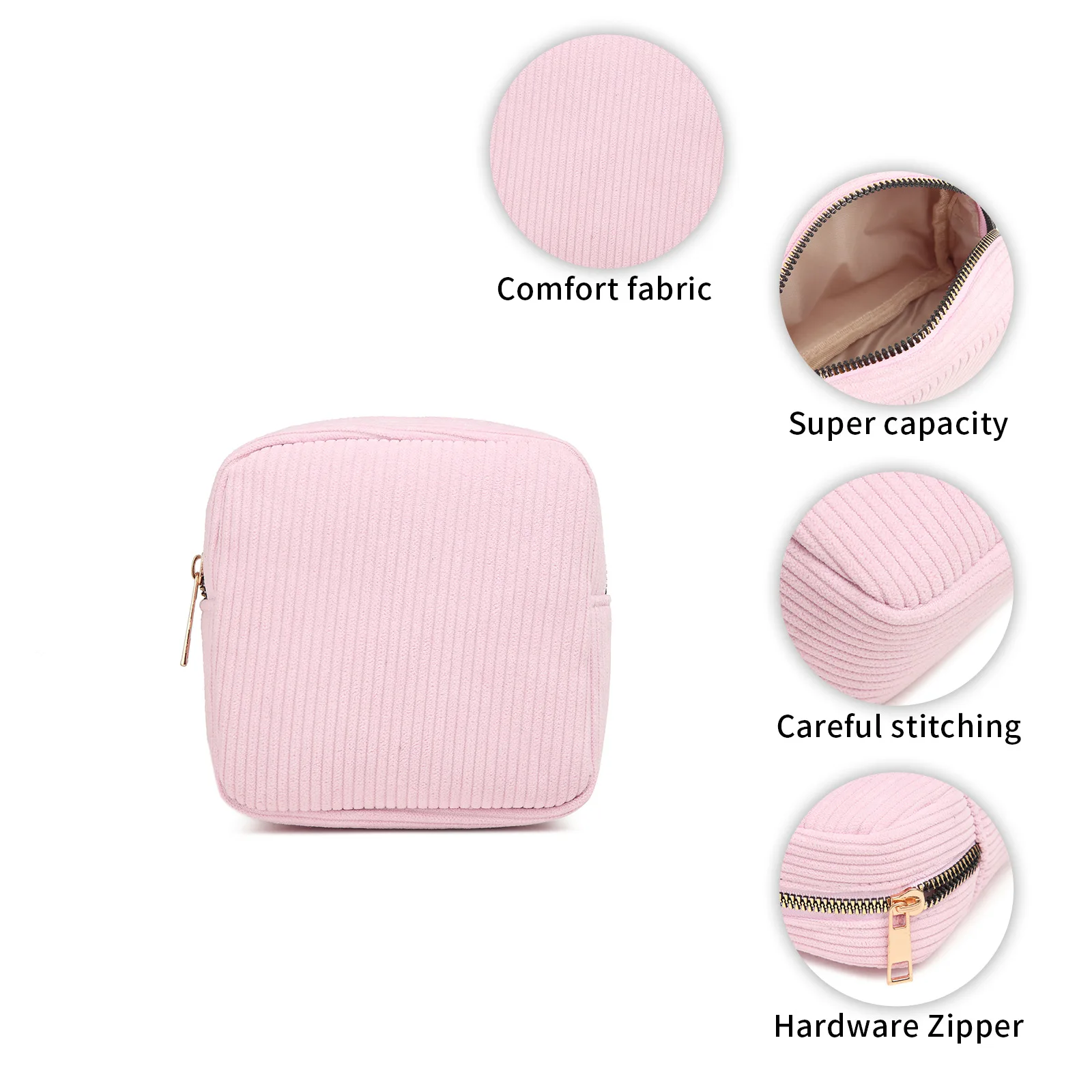 2024 Soft Small Make up Pouch Mini Cosmetics Bag Corduroy Cute Cosmetic Pouch for Women Purse