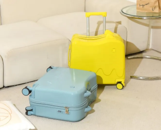 Ice Cream Shape Kids Luggage With Seat On Light Weight Hand Bags For Boy Girl Travel Suitcase