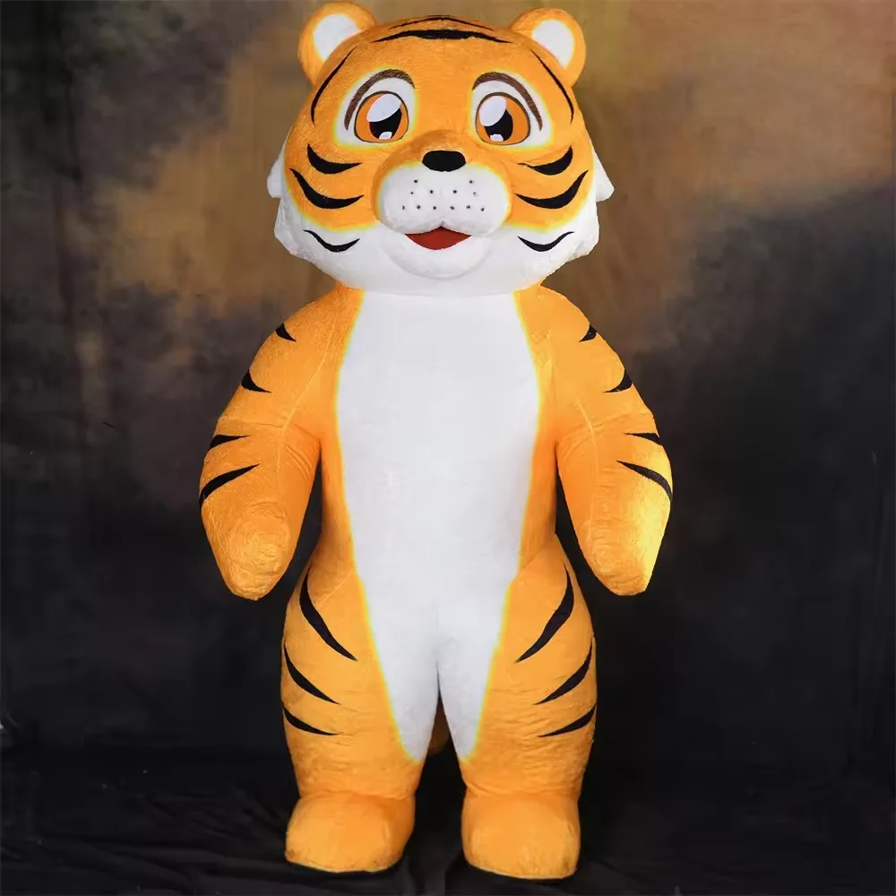 Custom Plush Character Animal Long Fur Tiger Paw Dog Cosplay Party Inflatable Mascot Costume Cartoon Cosplay Suit For Adult