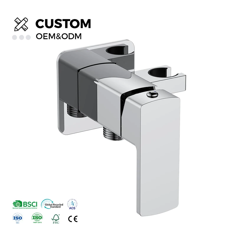 GEE-N Chrome Contemporary Brass Handle Ceramic Valve Bathroom Wall Shower Faucet Single-Hole Mounted Mixer Bidet Tap