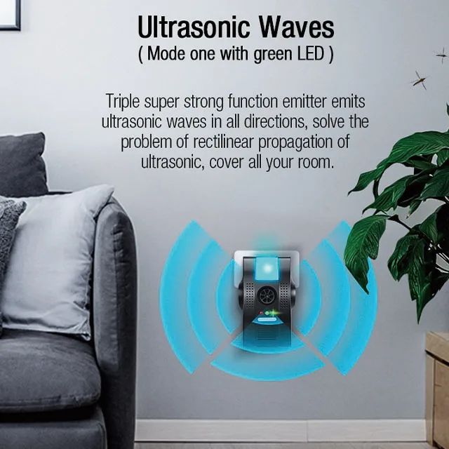 Hot Selling 3 in 1 Indoor Electronic Multi-Functional Insect Pest Mouse Control Ultrasonic Mosquito Repeller