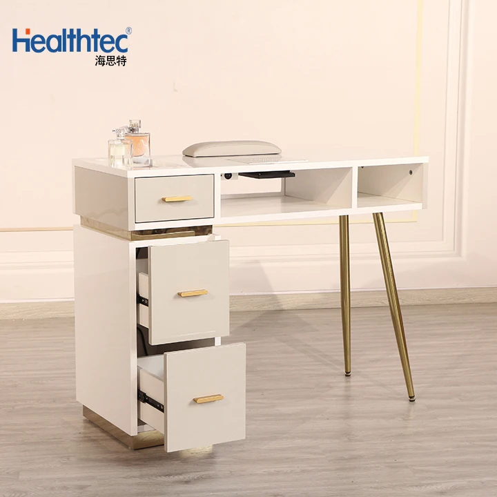 China beauty salon furniture luxury nail bar desk white manicure table nail desk with drawer