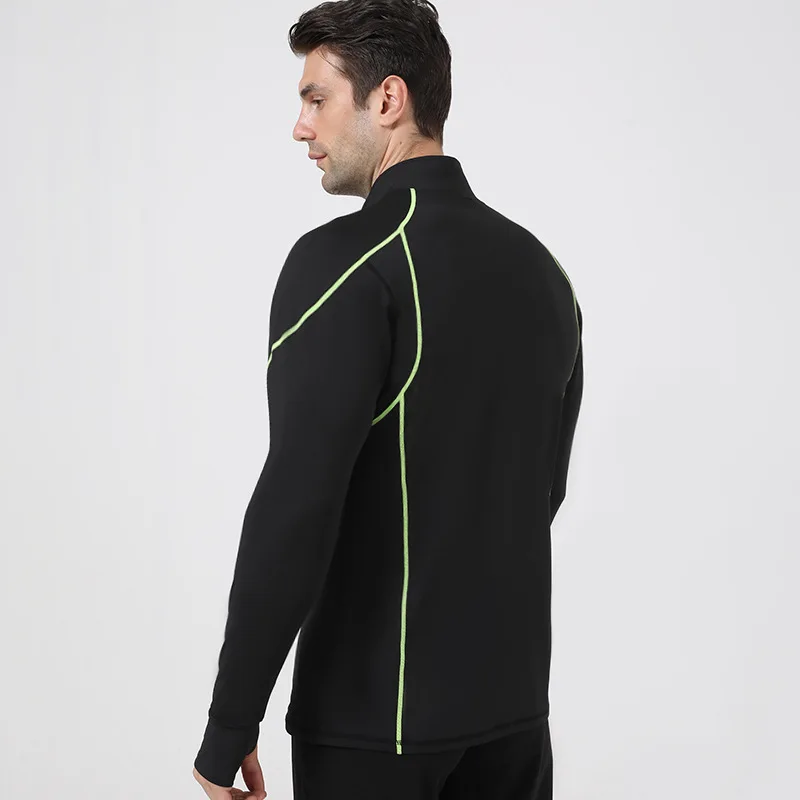 Half Zip Fitness Wear Quick Dry Mens Athletic Workout Clothing T Shirts Running Fitness Long Sleeve Shirt Gym Sport Tops
