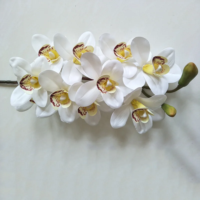 Butterfly Flowers Cymbidium Wholesale Orchids Long Stem Real Touch Artificial Orchid Latex For Home Wedding Decor