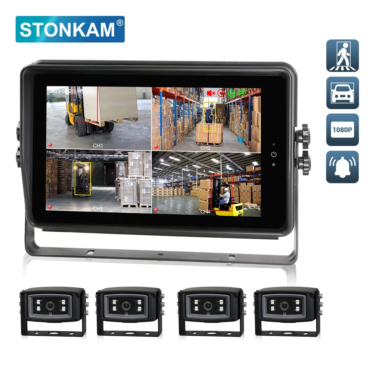 STONKAM AI Camera for Forklift Safety Camera DVR with 4G Wifi GPS Recording Waterproof Truck AI Monitor
