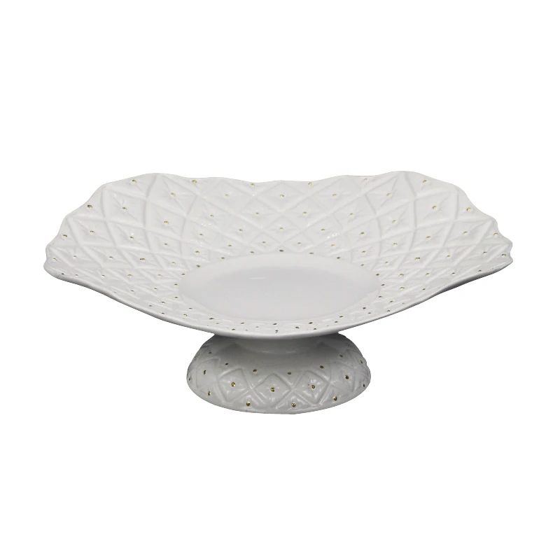 
Unique Ceramic Round Cake Plate for Wedding Party Dessert Plate Porcelain Fruit Plate 