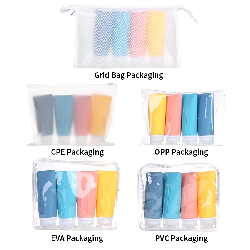 Custom Portable Leak Proof Squeezable Refillable Set Cosmetic Containers Lotion Shampoo Silicone Travel Bottles for toiletries