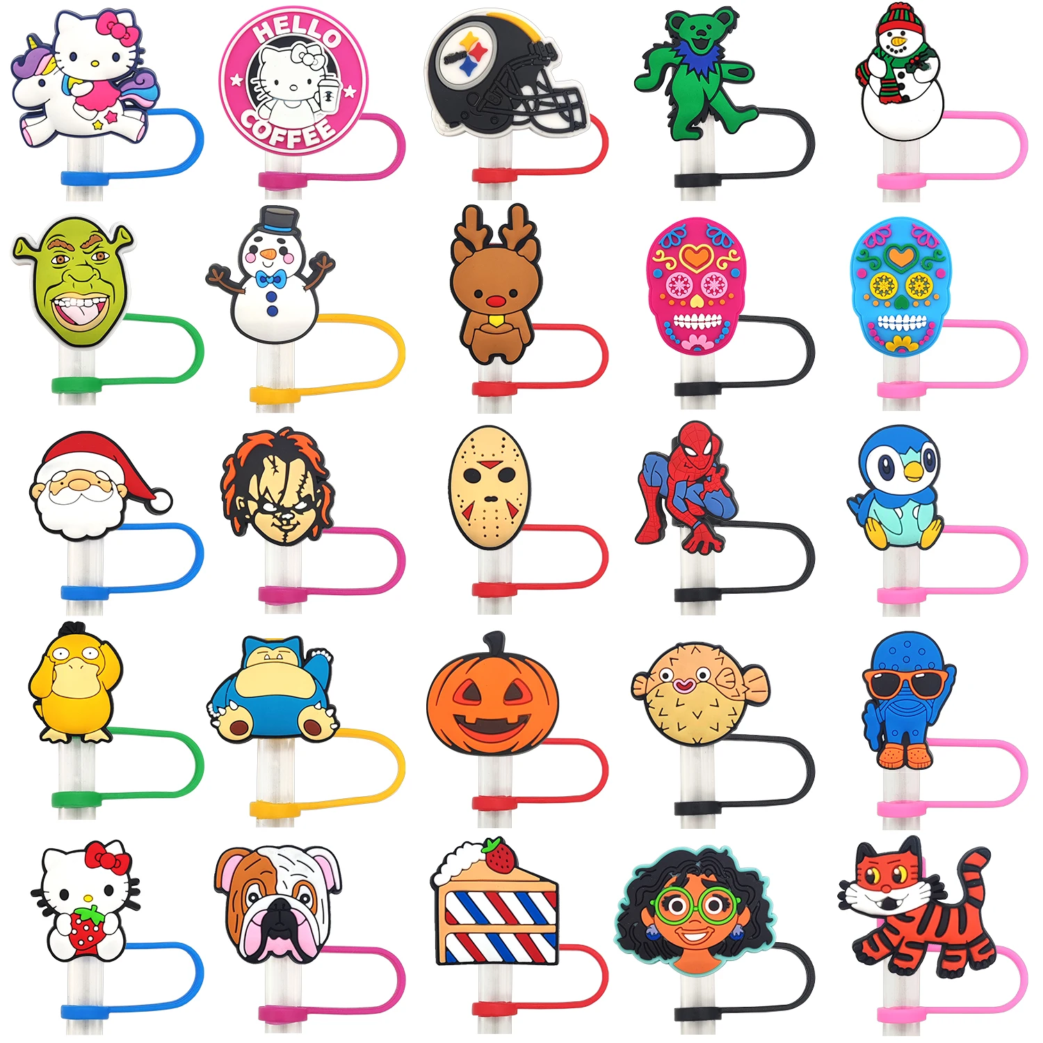 Wholesale 10mm Custom Straw Topper For Tumbers Anime Silicone Straw Toppers Halloween Straw Toppers Charms