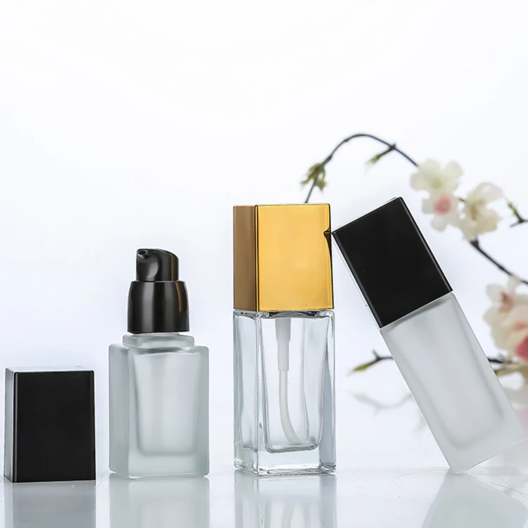 Square Liquid Luxury Pink And Gold Foundation Bottles,Makeup 30Ml Glass Liquid Empty Foundation Bottle,New Foundation Bottle