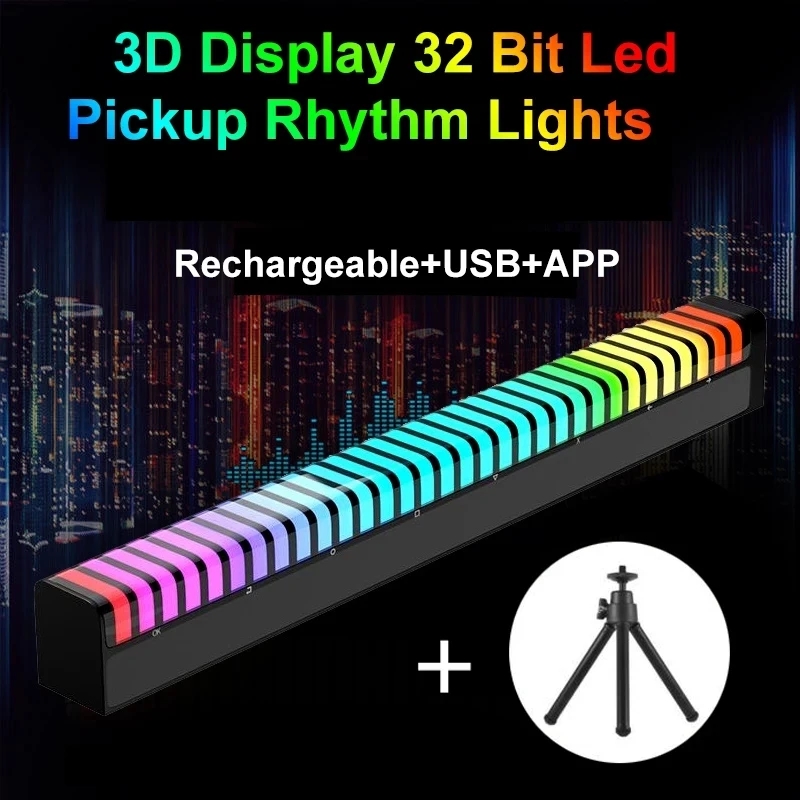 Sound Control rhythm recognition RGB Music Audio Car Atmosphere Colorful Tube Lamp 3D Voice Activated Pickup Rhythm Light