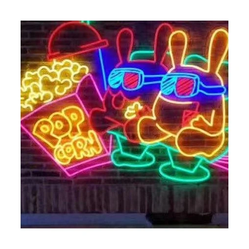 Popcorn Logo Popular Shapes Custom Indoor Led Light Neon Signs for Home and Bar