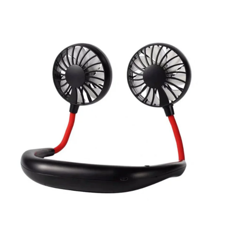Wholesales Hands Free Mini Rechargeable Earphone Design Neck Fan Wearable Portable Hanging Neck Fan
