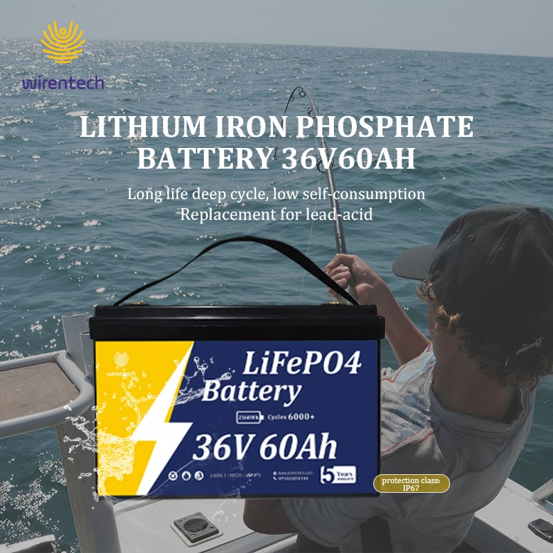 36V 60Ah Rechargeable Deep Cycling Lithium Ion Battery Cranking Starting Power Station Power Bank For Boats/Marine