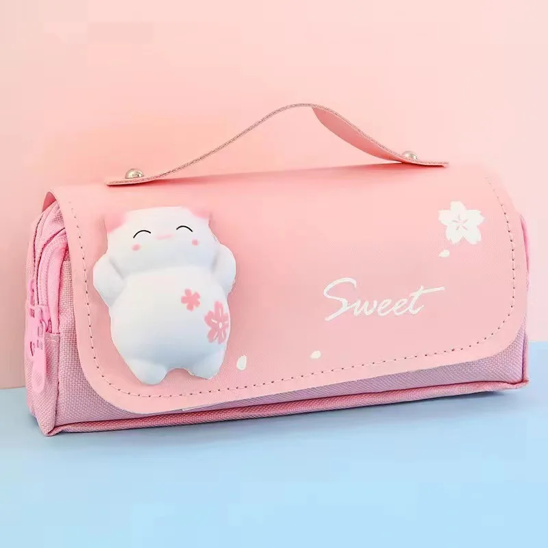 school supplies Large-capacity student cute decompression stationery high quality oxford3 layers  pencil  bag