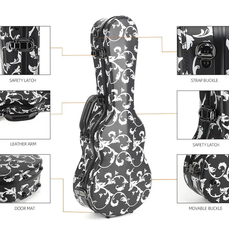 24 Inch Leather Ukelele Piano Case Genineleather Handle 10mm Sponge High Quality Wholesale Custom Hard Case