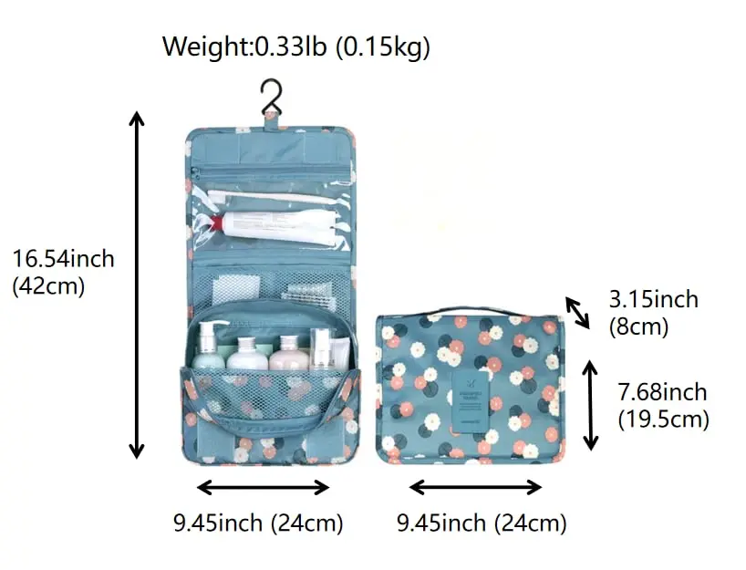 Toiletry Bag Travel Bag with Hanging Hook Water-resistant Makeup Cosmetic Bag Travel Organizer Full Sized Container Toiletries