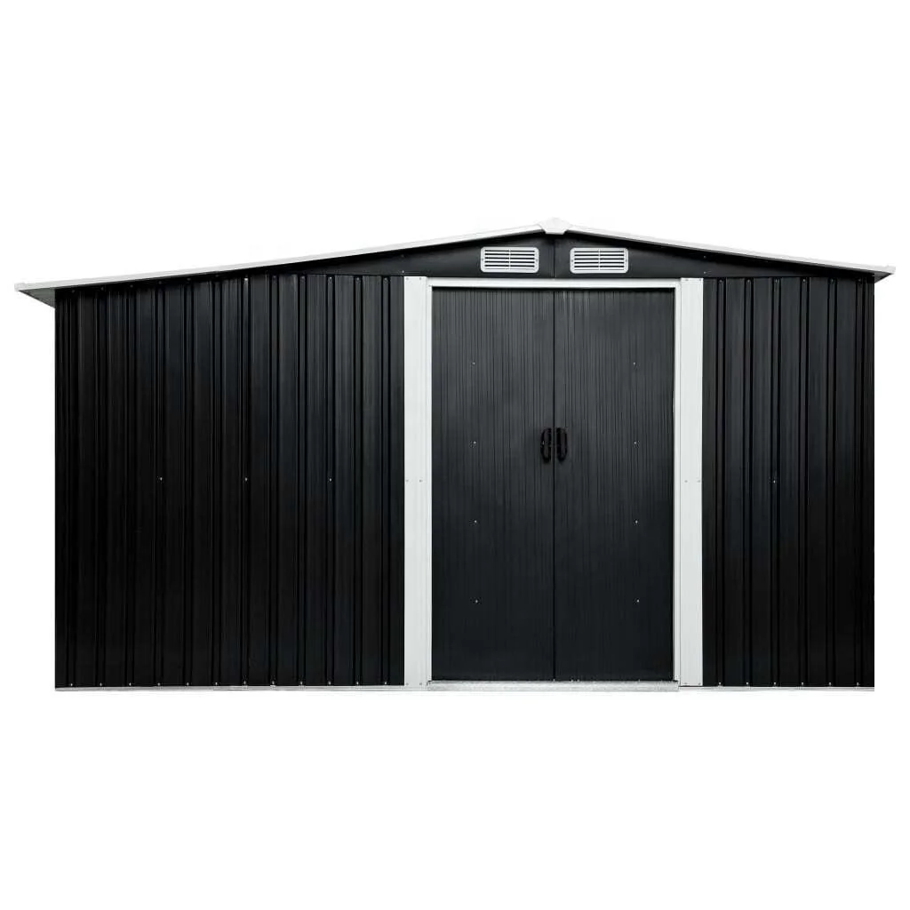 Galvanized Steel Outdoor Storage Shed Heavy Duty Tool House W/Sliding Door for Garden Lawn