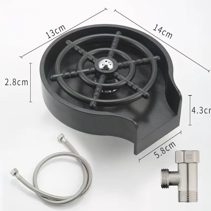 Hot Selling Stainless Steel Bottle Washer High-Pressure Glass Rinser for Kitchen Sink Black Cups Cleaner for Bar Sink