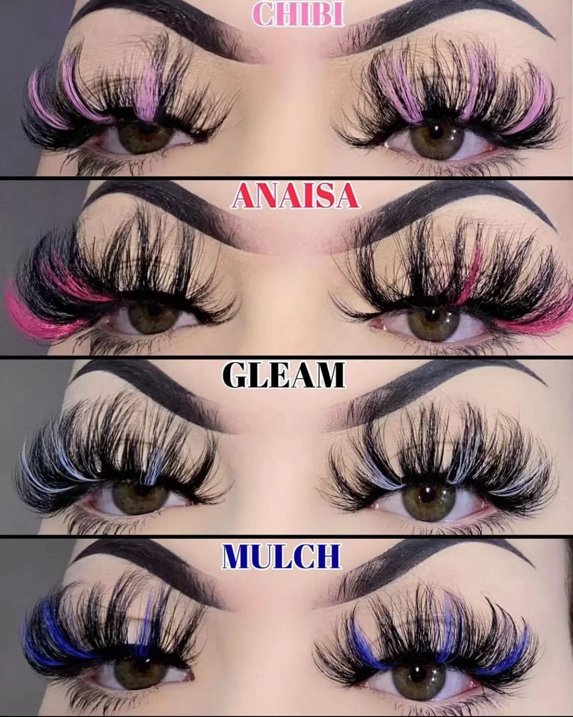 New style 20-25MM color 3d mink lashes premium  Party Style False Eye Lashes Colorful Handmade coloful Eyelashes