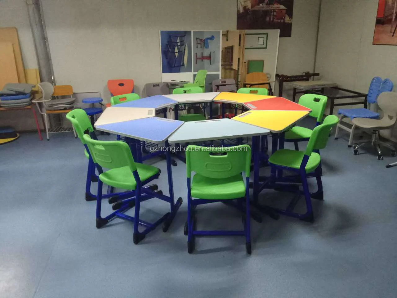 beautiful and simple  school furniture for students classroom furniture trapezium desks and chairs