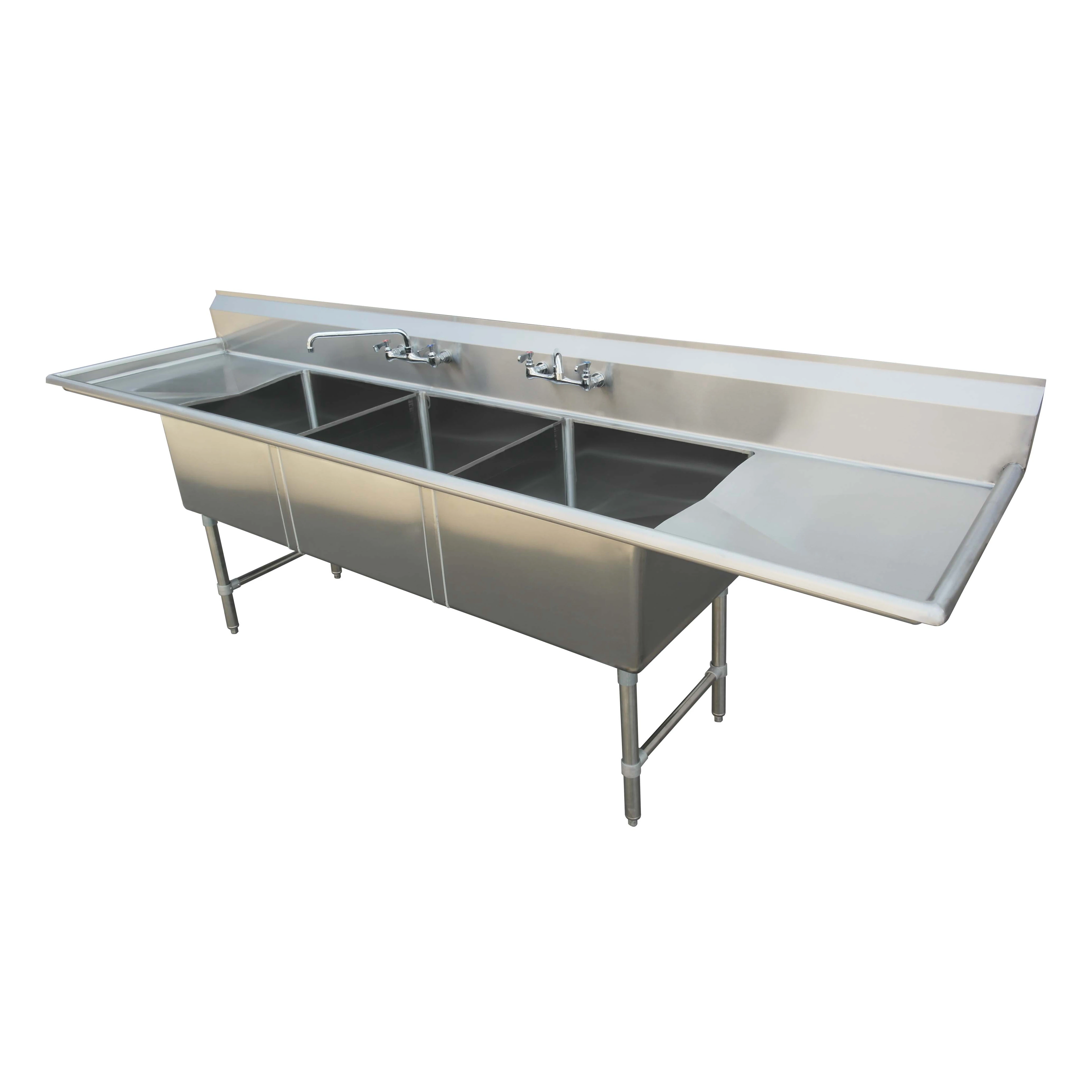 Jincheng Freestanding 3 Three Compartment Sink Commercial Stainless Steel Rectangular Triple Bowl Kitchen Sink