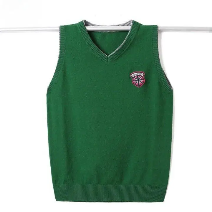 Custom Primary School Sweater Jumper High School Long Sleeve v-neck Knitted Sweater School Uniforms College Knit Vest