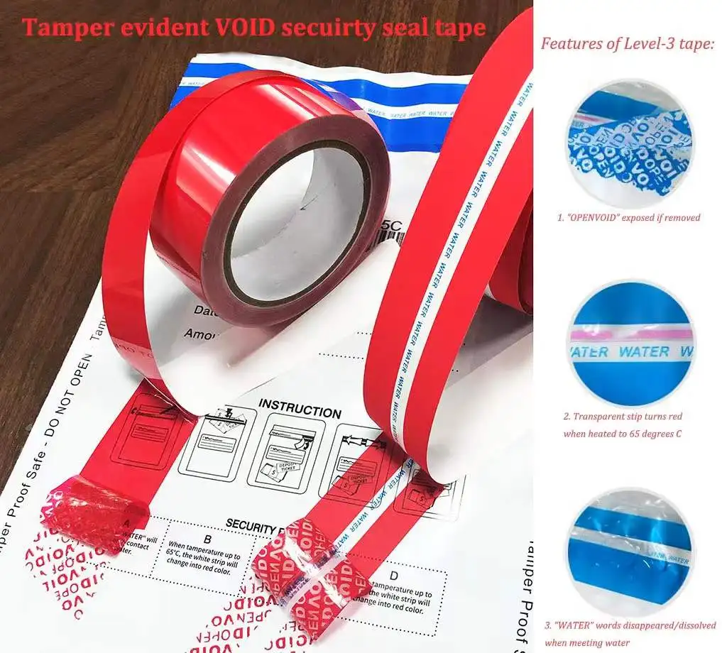 ZOLO Bag security Seal tamper evident tape hot melt void sealing tape adhesive hidden void seal security tape