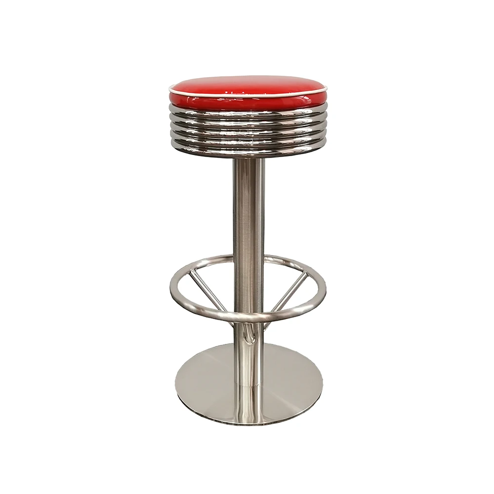 (SP-BS421) Cheap Modern bar stool 65cm,  luxury red leather round beer high industrial bar stool  chairs