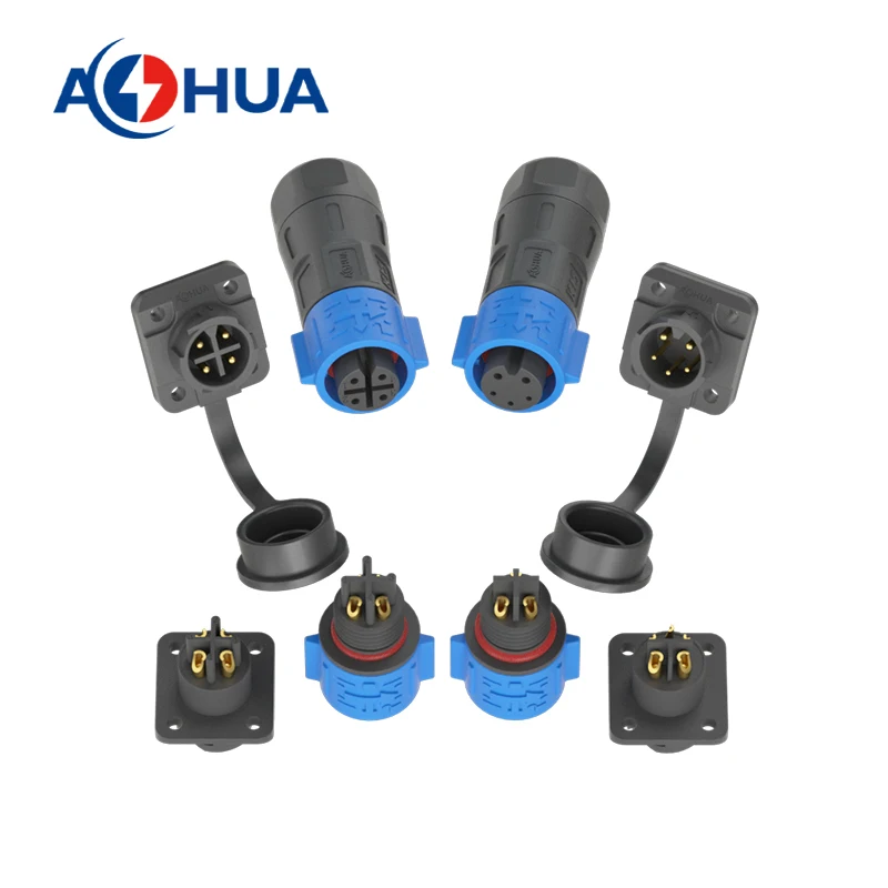 AOHUA Livestock Breeding Lighting Waterproof Connector K15 3pin Assembly Male Female panel Mount Push Lock Fast Connector
