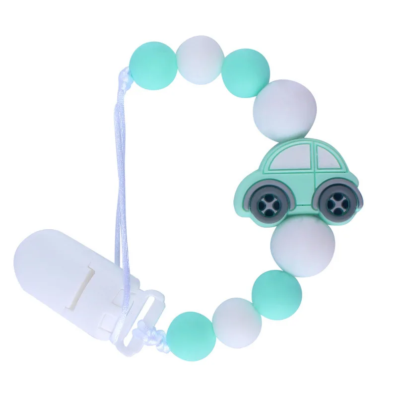 Panda Teethers Silicone Teething Beads Dummy Clips Boys Soother Pacifier Chain Holder Clips Binky Holder Set For Baby BPA Free