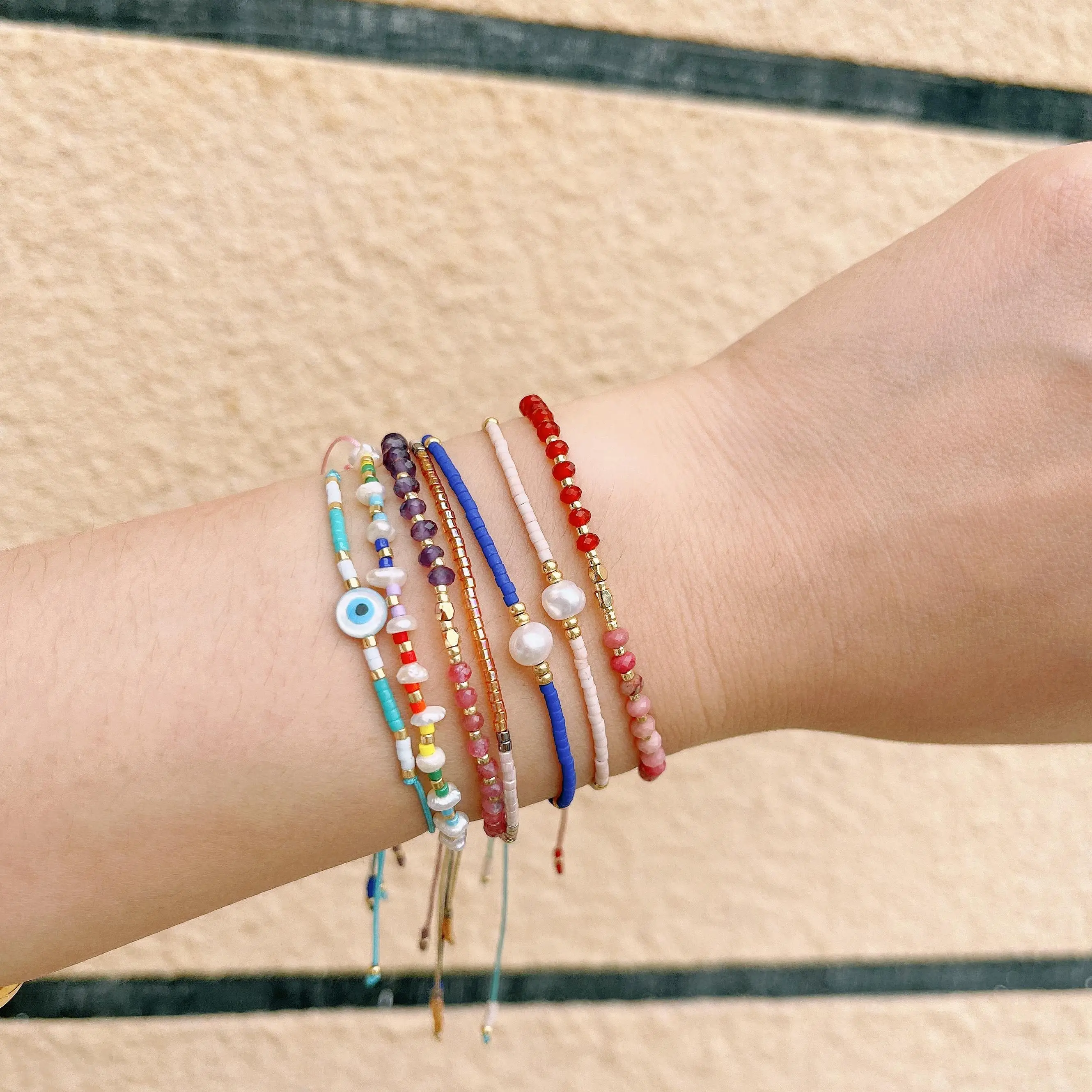 Hot Selling Miyuki Seed Beads Bracelet Simple Natural Gemstones Adjustable Bracelet Bohemian Handmade Beaded Bracelet For women