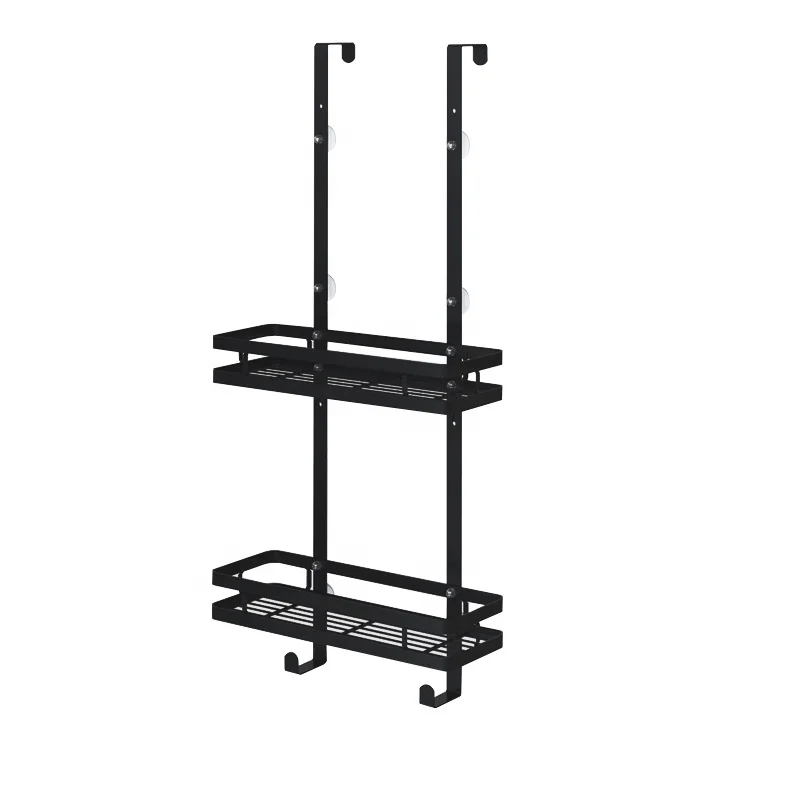 Factory price Matte black Stainless steel No Drilling Hanging over the Bathroom Door shower caddy shelf organizer