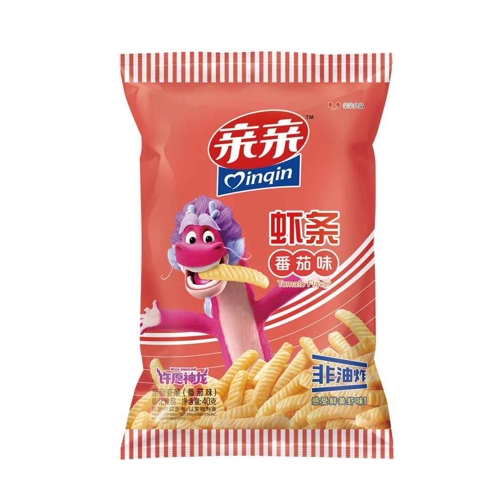 Qinqin Новое поступление 40 г закуски для креветок из морепродуктов жареные закуски с томатным вкусом воздушная закуска от производителя OEM 0,04 кг