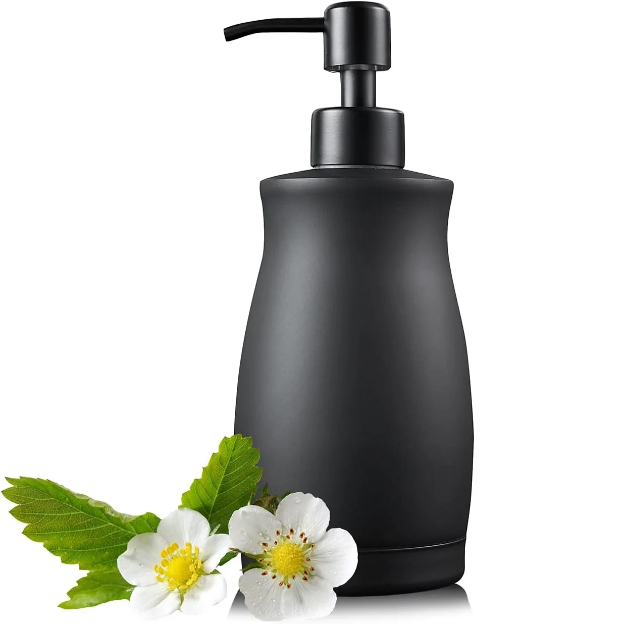 13.5oz Countertop Black Soap Dispenser Rust Resistant Leak-Proof Liquid Hand Sanitizer Pump With Hopper