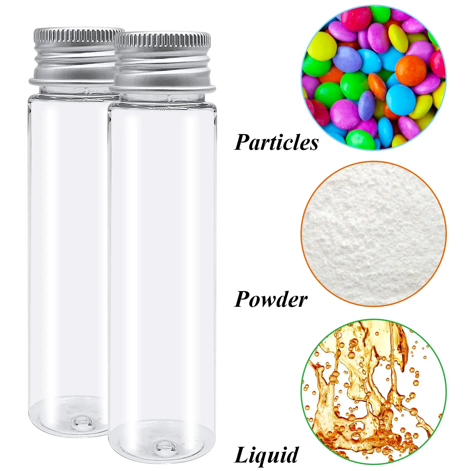 Plastic Test Tubes with Caps (50ml) 1.1x4.30 Inches/28x108 mm Gumball Tubes as Storage Containers for Candy, Beads, Po