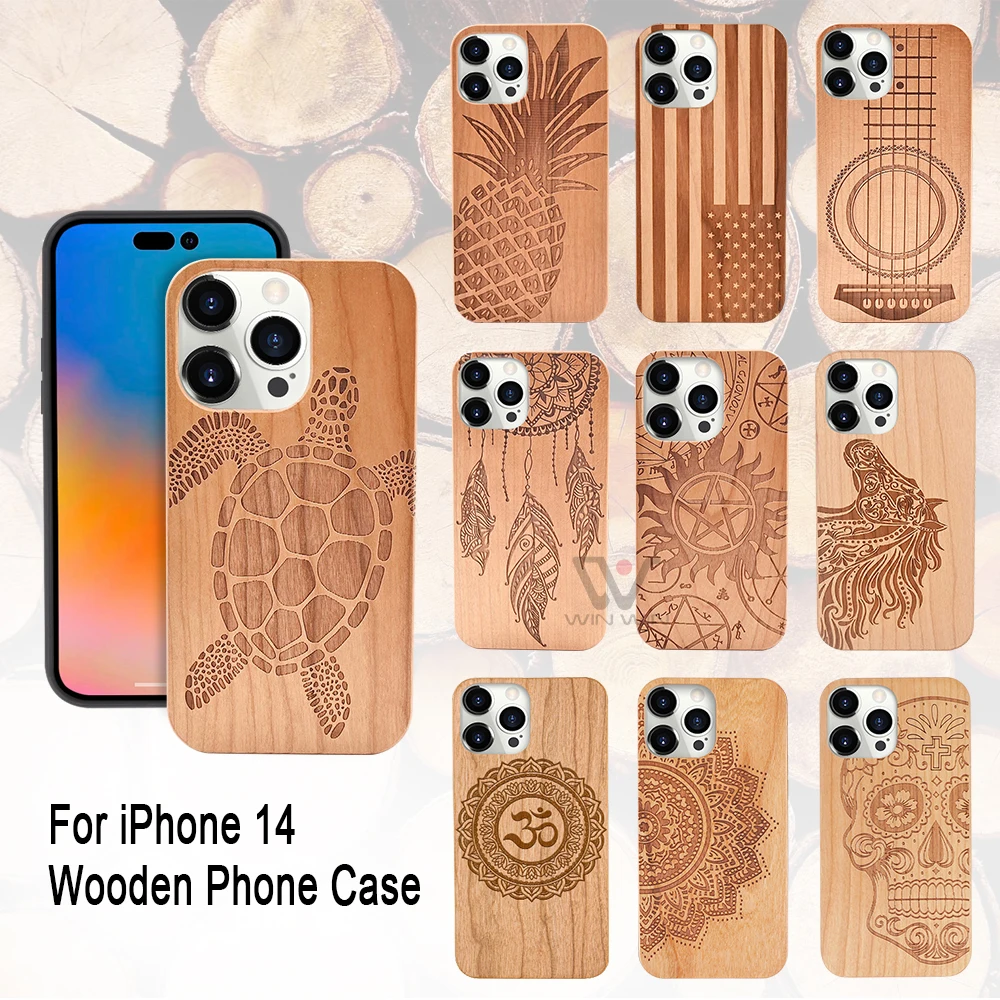 Top Sale Wooden Cellphone Case Engraved Custom Logo Wood Mobile Covers Phone Cases