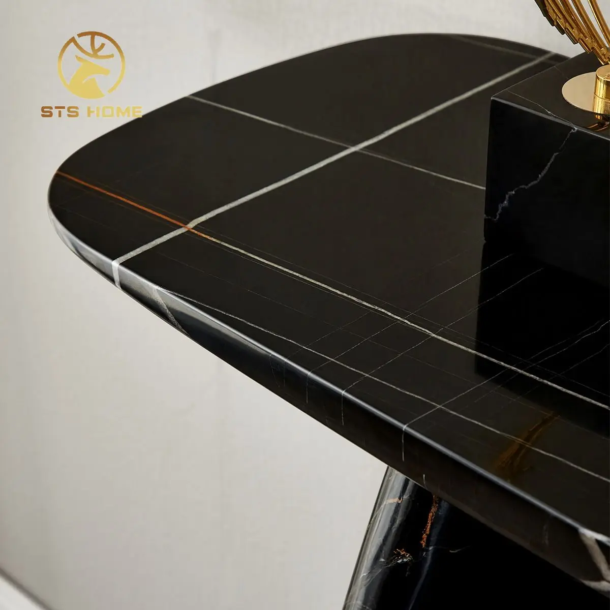 Marble console table against the wall hallway entryway bar entrance table modern light luxury living room design